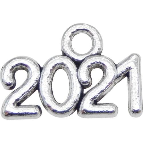 100 Pieces Necklace Pendant Number 2020 2021 2022 Fashion Man Bracelet Charms 14*9mm Women Jewelry Findings Handmade DIY Crafts