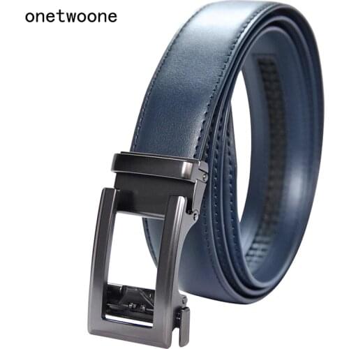 Famous Brand Belt Men Top Quality Genuine Luxury Leather Belts for Men Strap Male Metal Blue Leather Automatic Buckle Belts Men
