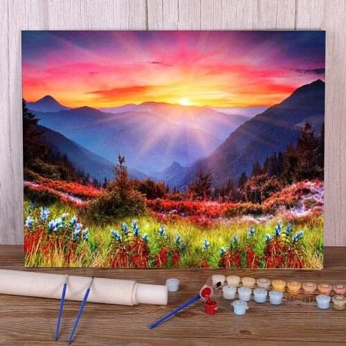 Nature Painting By Numbers Complete Kit Acrylic Paints 50*70 Boards By Numbers Handmade For Kids For Drawing Wall Handiwork