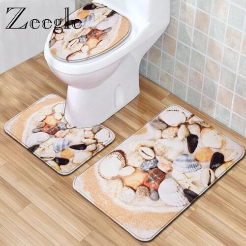 Flannel Bathroom Bath Mat Set High Quality Toilet Mat Set Shower Room Foot Rug Carpet Non-slip Memory Foam Toilet Seat Cover Mat