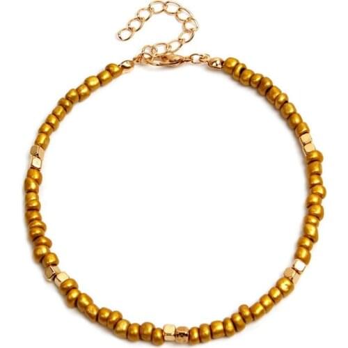 Coxeer 1pc Creative Bohemian Style Anklet Adjustable Fashion Handmade Beach Ankle Bracelet Beaded Anklet Jewelry Accessories