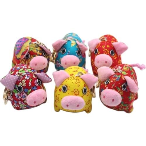 Wholesale 20pcs/lot 10cm cute Flower cloth pig plush toy Small pendant pig keychain Stuffed doll gifts
