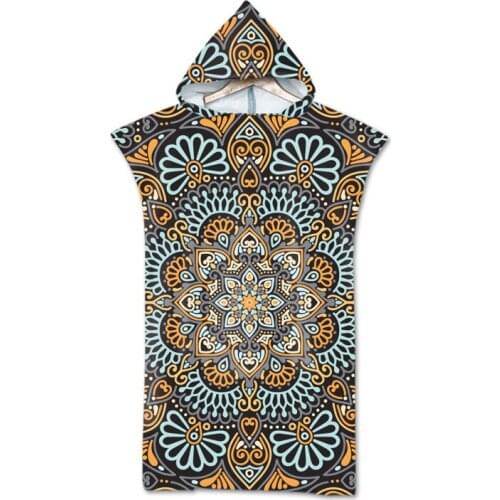 Microfiber Hooded Beach Towel For Adults Mandala Quick Dry Swimming Pool Surf Poncho Bath Towels Wetsuit Changing Bathrobe Cloak
