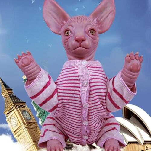 Lifelike Sphynx Cat Doll real touch silicone reborn dolls handmade Boutique collection cat doll toys gift 48cm