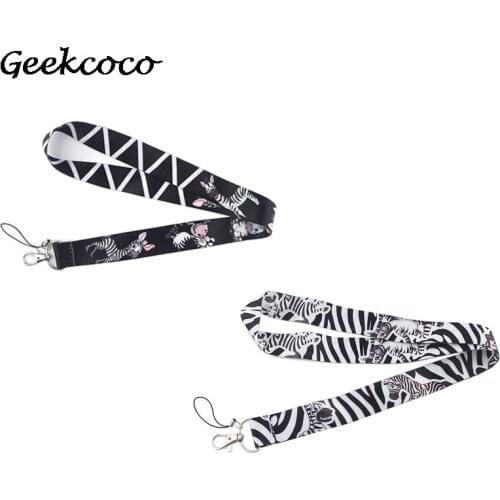 J1910 Cartoon Zebra Animals Neck Strap Lanyards for keys ID Card Pass Gym Mobile Phone USB badge holder DIY Hang Rope