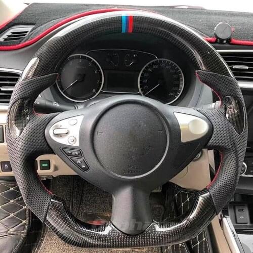 Customized Carbon Fiber Leather Steering Wheel For Nissan Sentra Juke Maxima Infiniti FX FX35 FX37 FX50