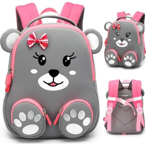 Fashion Kids School Backpack for Girls 3D Lovely Bear School Bags Cute Animals Design Children Backpacks Kids Bag Escolares