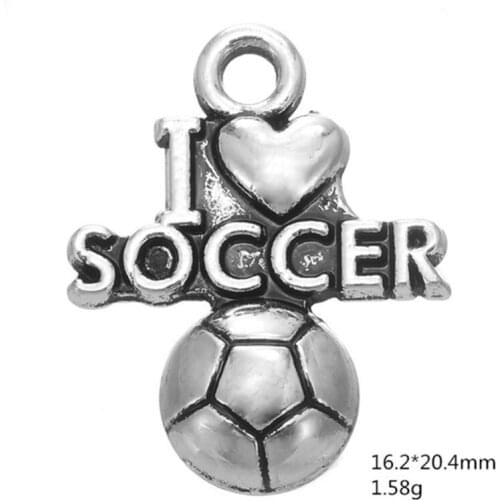 I Love Soccer Charm Pendants Jewelry Making Finding DIY Bracelet Necklace Earring Accessories Handmade Tools 3pcs