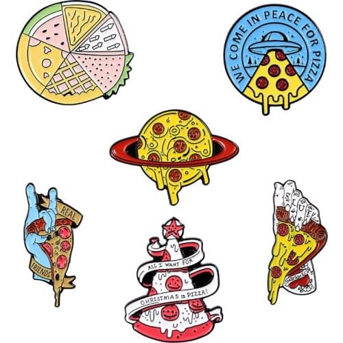 Cartoon Creative Punk Style Jewelry Pizza Series Brooch Cake Planet Pizza Brooch Shape Accessories Badge Men And Women All-Match