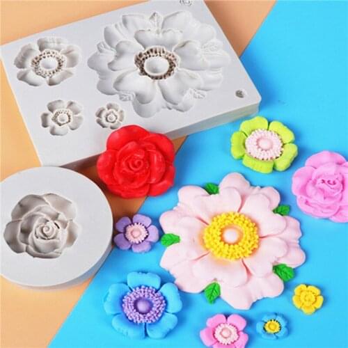 Pretty Flower Silicone Mold Kitchen Resin Baking Tool DIY Cake Pastry Fondant Moulds Chocolate Dessert Lace Decoration Supplies