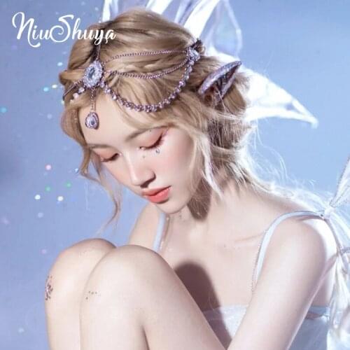 NiuShuya Goddess Rhinestone Wedding Bridal Jewelry Frontlet Headdress Waterdrop Party Evening Dress Hair Accessories