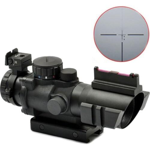 Tactical 4X32 Scope Illuminated Red Green Blue Reticle Fiber Optic Sniper Hunting Rifle Scope Black