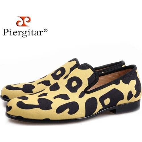 Piergitar 2018 new style Handmade men shoes with Classic Leopard animal print Camo leather lining for comfort and durable wear