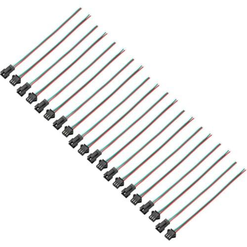 Uxcell RGB Wire 3 Pin Male Female Plug JST SM Connector for LED Light Strip 10Sets