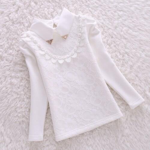 2020 Autumn girls blouse children clothing school girl blouse cotton laec child shirts blusas kids girls clothes white pink