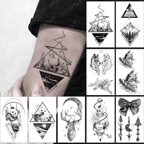 Waterproof Temporary Tattoo Sticker Small Geometric Sky Forest Universe Flash Tatoo Arm Wrist Fake Tatto For Body Art Women Men