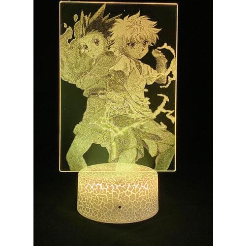 Japan Anime 3D LED Nightlight Picture Lamp Alarm Clock Base HUNTER HUNTER GON FREECSS Killua Zoldyck Fans Table Light Gift