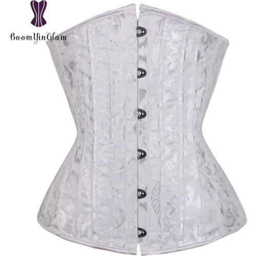 Jacquard 26 spiral steel boned corset under bust corsets and bustiers tight lacing corset plus size 3XL-6XL 2834