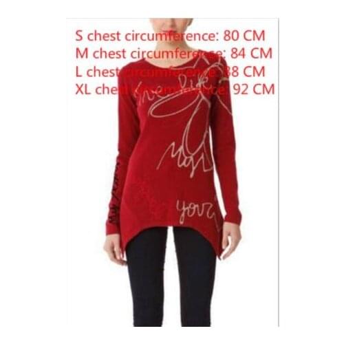 Female desigual Spanish designer of vintage matte pullover sweaters in bold patchwork colors