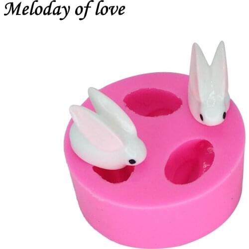 1Pcs 3D Animals Easter bunny rabbit silicone mold handmade soap mould cake decorating tools Fondant chocolate moulds DY0006