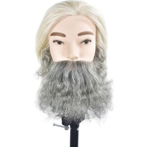 100% Human Hair MaleTraining Head With Beard Hair Mannequin Head Hairdressing Dummy Practice Training Mannequin Doll Head