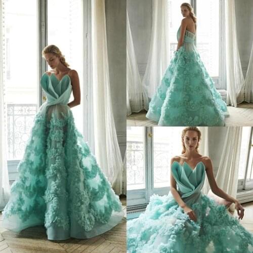 2020 Prom Dresses Strapless A Line Ruffles Floor Length Custom Made Designer Evening Gowns Princess Cocktail Party Dresses