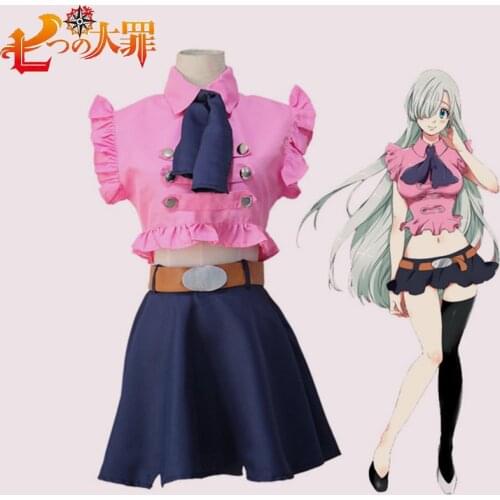 5PCS Adults Anime The Seven Deadly Sins Elizabeth Lion Cosplay Costume Cute Womens Girls Uniform Halloween cosplay Costumes