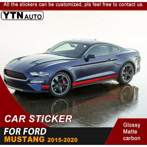 Car Stickers Side Body Stripe Racing Graphic Vinyl For Ford Mustang 2015 2016 2017 2018 2019 2020 Cool Car Decals Accessories