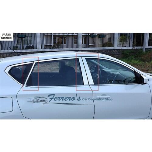 Free shipping car styling stickers for 2011-2015 Nissan TIIDA window pillar trim kluger stainless steel decorative sequins