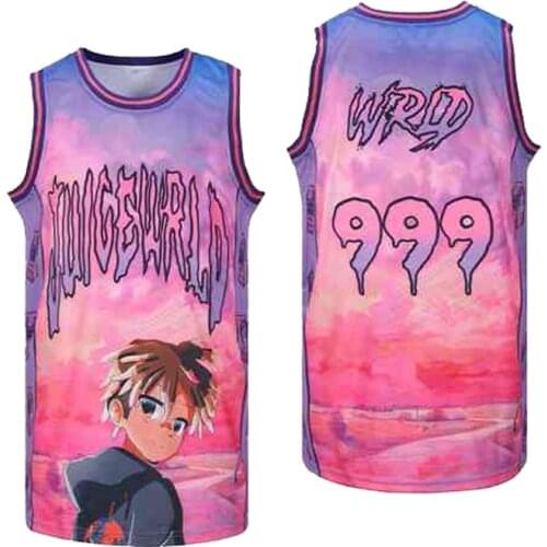 BG JUICE WRLD 999 LYRICAL LEMONADE Sewing embroidering Outdoor sportswear Hip-hop culture movie pink summer basketball jerseys