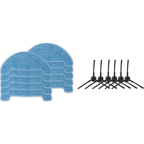 Side Brush (3 Right+3 Left) For Ilife A4 A6 A4S V3S V3L V3S Pro V5 V50 & 10 Pieces/Lot Vacuum Cleaner Parts Mop Cloth For Chuwi