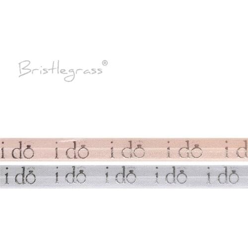 BRISTLEGRASS 100 Yard by Roll Yard 5/8" 15mm I Do Diamond Print Foldover Elastic Spandex Band Bridal Wrist Tie DIY Wedding Party