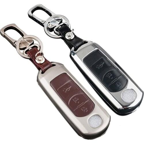 Zinc alloy+Leather Car Remote Key Case Cover For Mazda 2 3 6 Axela Atenza CX-5 CX5 CX-7 CX-9 2015 2016 2017 Smart Case
