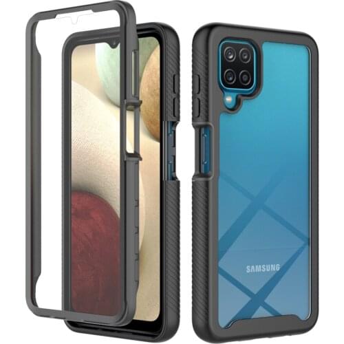 Heavy Duty Protection Shockproof Case For Samsung Galaxy A12 5G Soft TPU + PET Front Film Transparent Acrylic Hard PC Back Cover