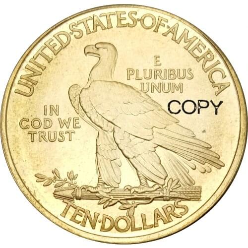 United States 10 Dollars Indian Head Eagle with motto 1933 Brass Copy Coin