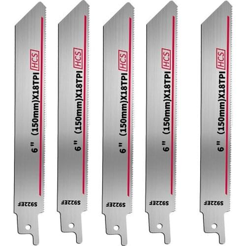 5pcs 150mm S922 Reciprocating Saw Blade Set 18TPI Metal Wood Reciprocating Set Woodworking