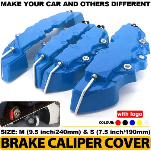 4PCS 5 Colors ABS Plastic Car 3D Disc Brake Caliper Covers Front & Rear Accessories Kit Size M+S Universal