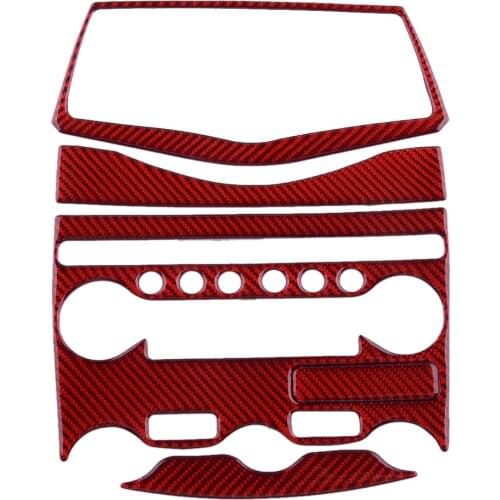 1 Set LHD Carbon Fiber Red Central Console Panel Cover Trim Fit for Nissan 370Z 2009 2010 2011 2012 2013 2014 2015 2016-2020