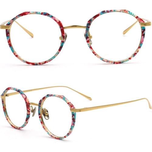 YOUTOP Mens Womens Pure Titanium & Acetate Full-Rim Colorful Lightweight Optical Eyeglasses 9137