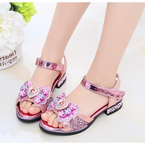 Disney girls summer sandals new fashion crystal Sophia princess shoes childrens soft sole Korean girl frozen elsa shoes