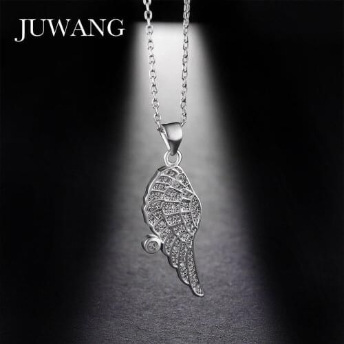 JUWANG Cute Angle Wing Feather Neckalces & Pendants For Women Girl Rose Gold/Gold/Silver Color Necklace Jewelry Gift