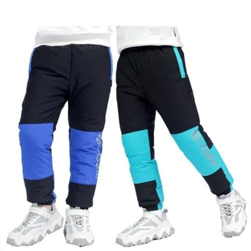 Fashion Winter Boys and Girls Thicken Warm Sweatpants Kids Teenage Waterproof Windproof Trousers Down Pants for Toddler