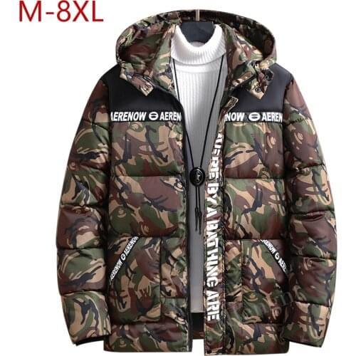 Winter Mens Jackets Hat Detachable Thicken Parkas Camouflage Warm Outerwear Casual Coats for Men Plus Large Size 8XL Clothing