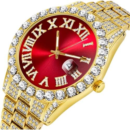 MISSFOX Mens Watches 2020 Modern Diamond Waterproof Red Watch Men Top Brand Luxury 18k Gold Man Watch Analog Quartz Watch Men
