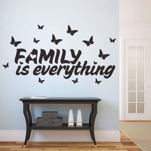 DIY Wall Sticker "Family" English Butterfly Vinyl Wall Decals Removable Stickers Mural for Living Room Bedroom Home Decor