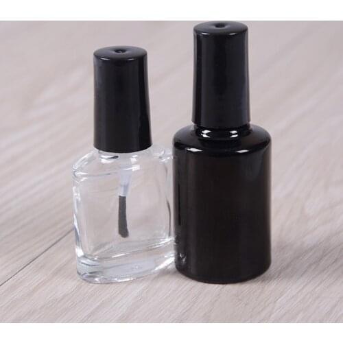2019 New 10ML 15ML Empty Nail Polish Bottle Cosmetic Containers Nail Glass Bottles with Brush Black Glass With A Lid Brush