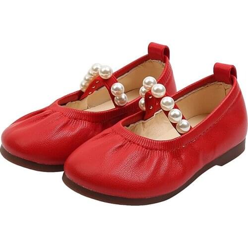 Baby Girl Shoes Spring Autumn Fashion Solid Color Pearl Girls Princess Shoes Flat Kids Dancing Shoes Size 21-36 SYY142