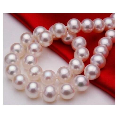 HUGE 18"11-12MM NATURAL SOUTH SEA GENUINE WHITE PEARL NECKLACE AAAA >Selling jewerly free shipping