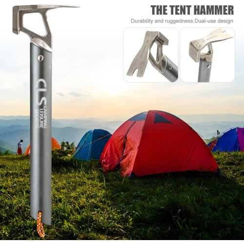 Outdoor Mountaineering Camping Tent Nail Puller Hammer Tent Hammer Lightweight Aluminum Handle Stainless Steel Climbing Tool