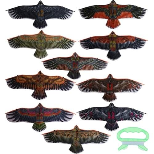 Flat Eagle Kite With 30 Meter Kite Line Children Flying Bird Kites Windsock Outdoor Toys Garden Cloth Toys For Kids Gift 1.1m